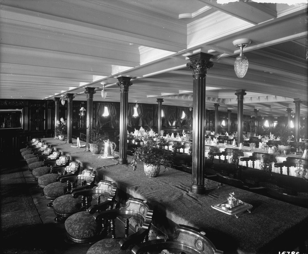 Detail of First Class Dining Saloon on the 'Saxonia' (1900) by Bedford Lemere & Co.