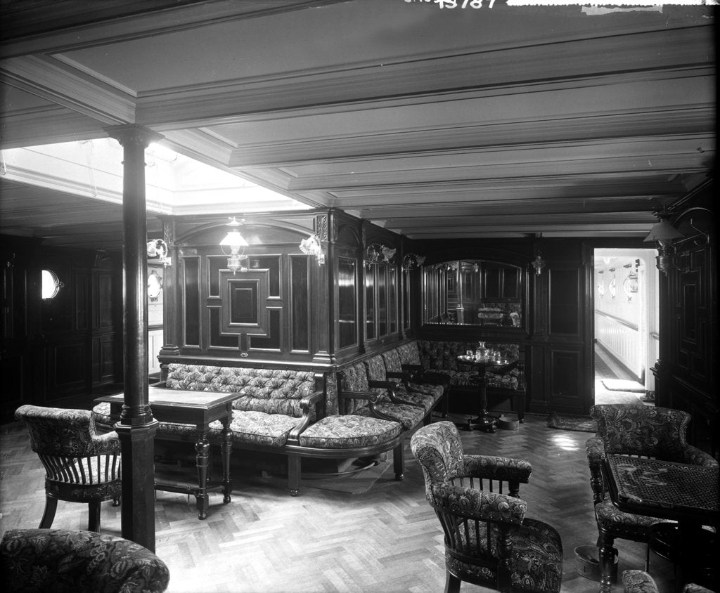 Detail of First Class Smoking Room on the 'Saxonia' (1900) by Bedford Lemere & Co.
