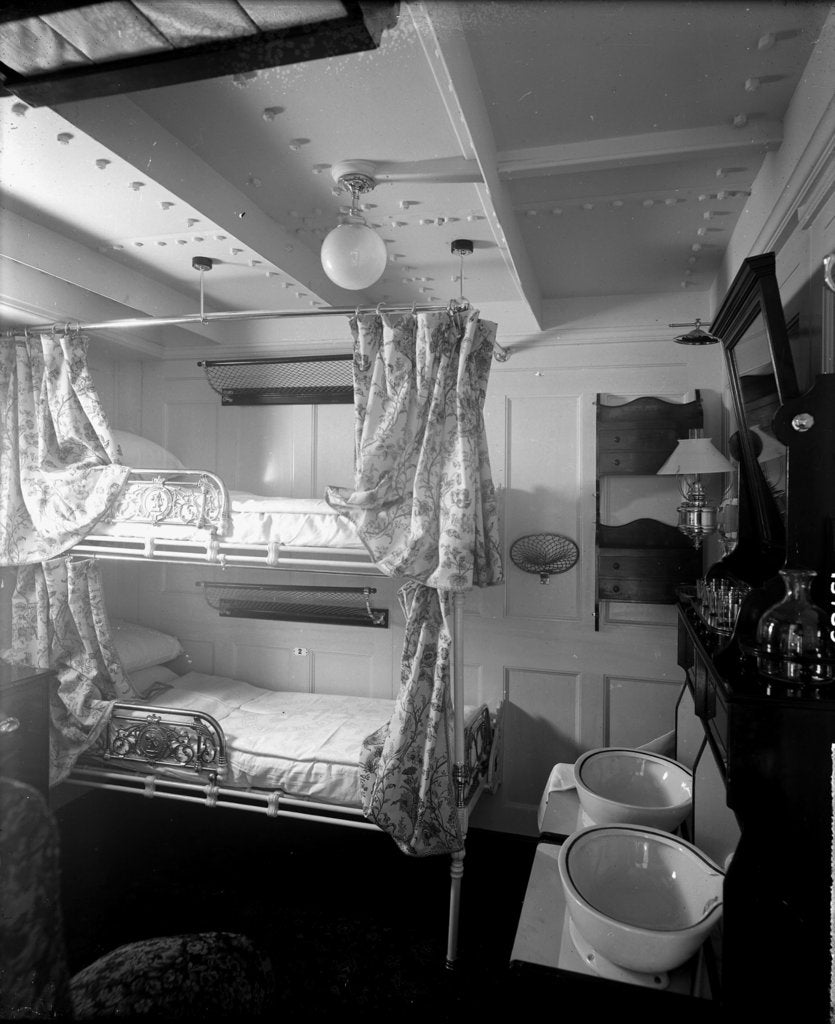 Detail of First Class stateroom on the 'Saxonia' (1900) by Bedford Lemere & Co.