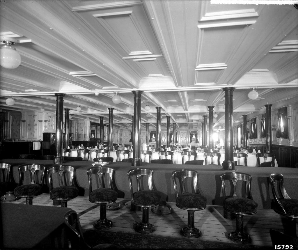 Detail of Second Class Dining Saloon on the 'Saxonia' (1900) by Bedford Lemere & Co.