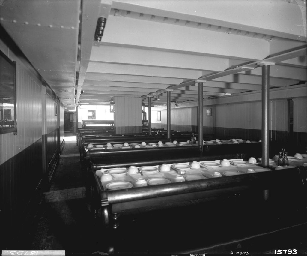 Detail of Third Class Dining Saloon on the 'Saxonia' (1900) by Bedford Lemere & Co.
