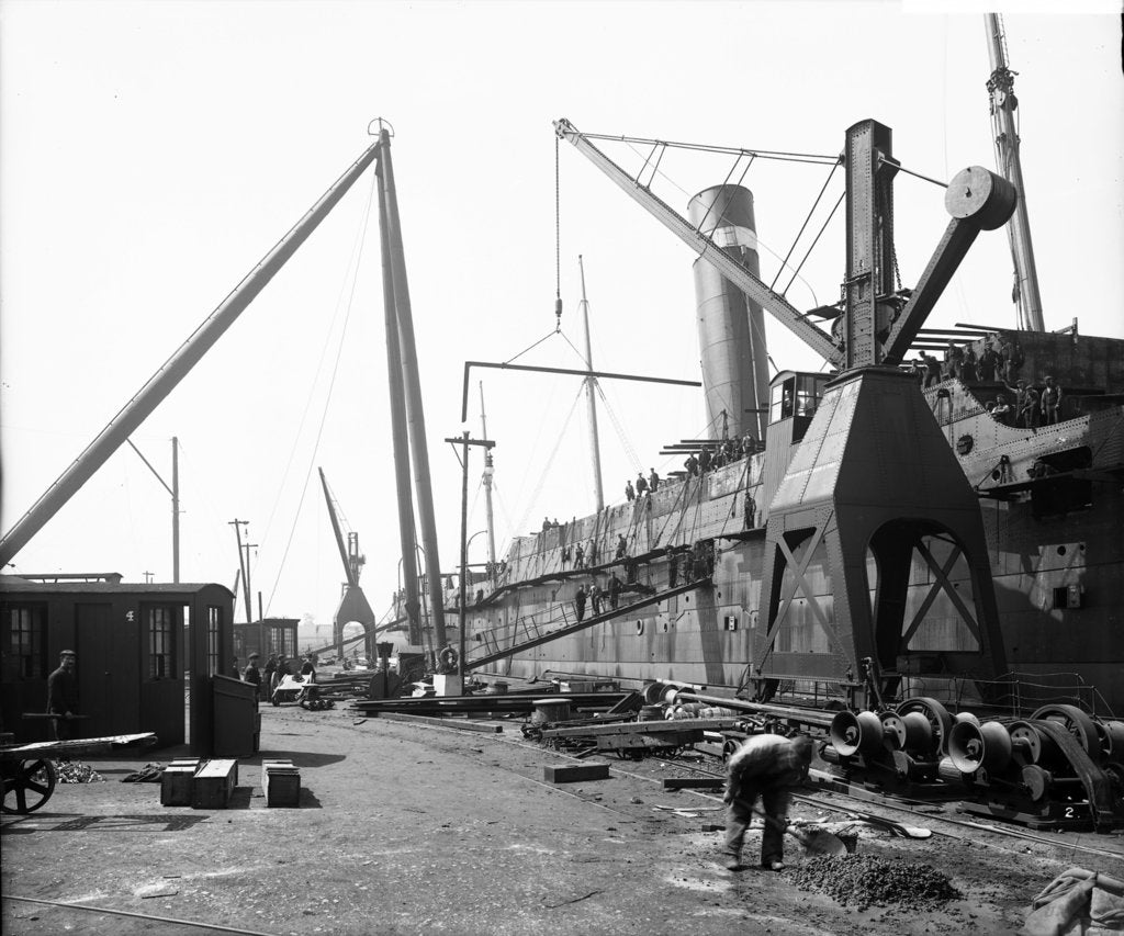 Detail of Cranes at the Fitting-out Basin, John Brown & Co. Ltd, Clydebank, 1901 by Bedford Lemere & Co.