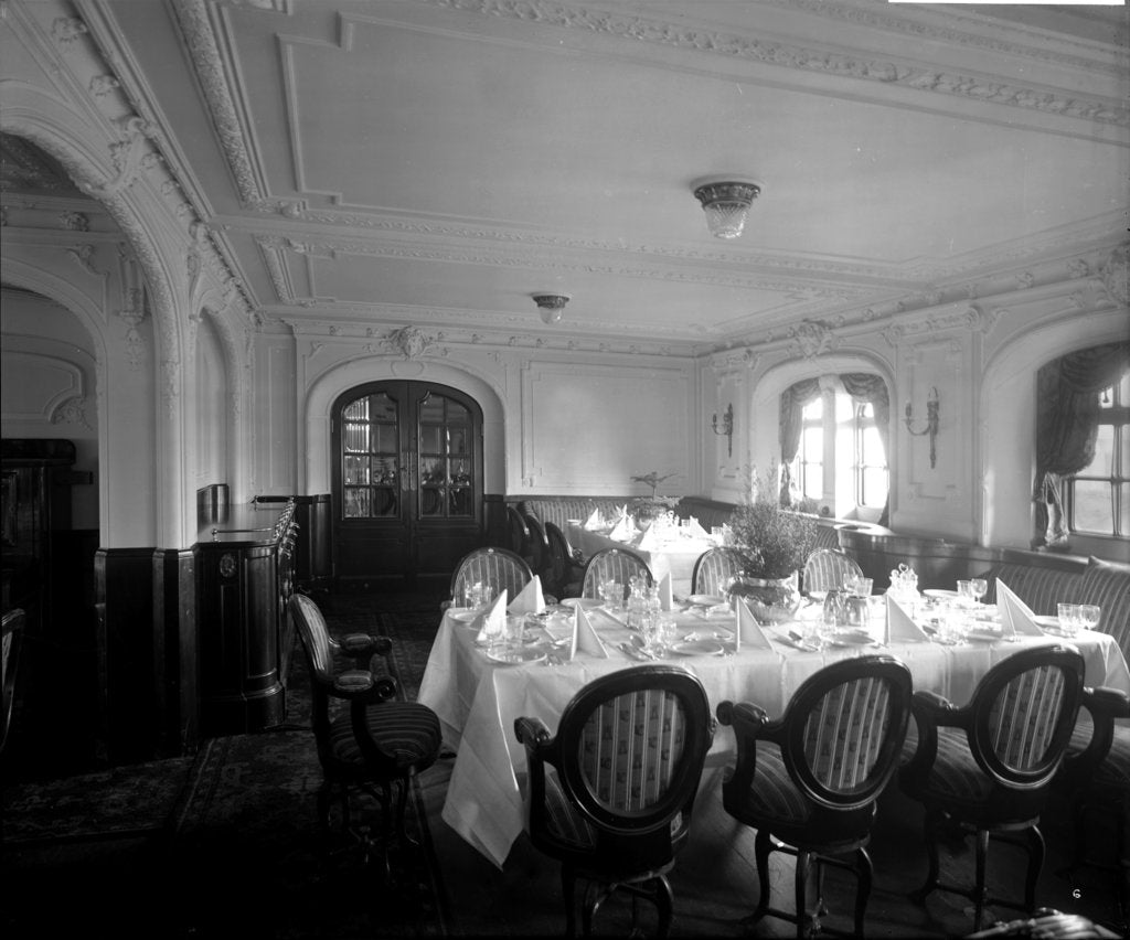 Detail of First Class Dining Saloon on the 'Balmoral Castle' (1910) by Bedford Lemere & Co.