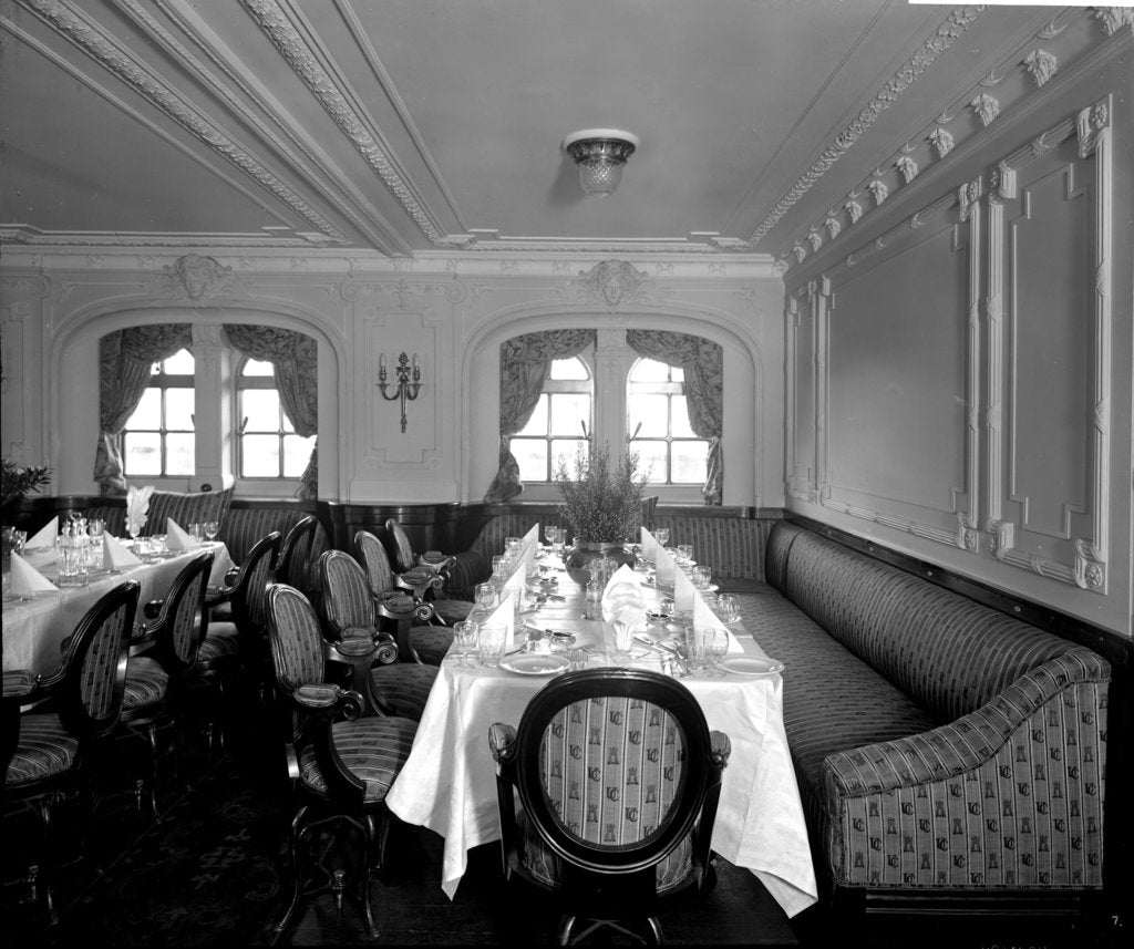 Detail of First Class Dining Saloon on the 'Balmoral Castle' (1910) by Bedford Lemere & Co.