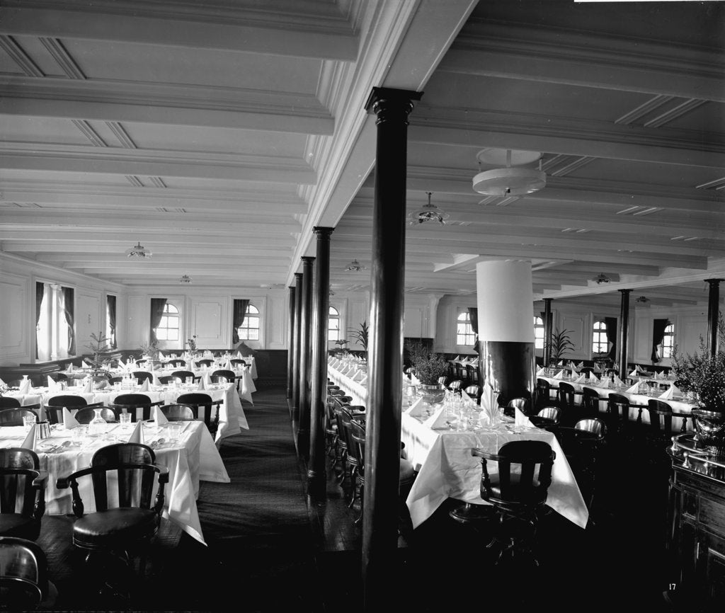 Detail of Second Class Dining Saloon on the 'Balmoral Castle' (1910) by Bedford Lemere & Co.