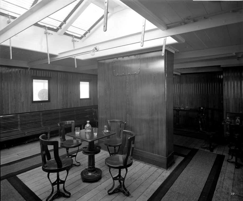 Detail of Third Class Smoking Room on the 'Balmoral Castle' (1910) by Bedford Lemere & Co.