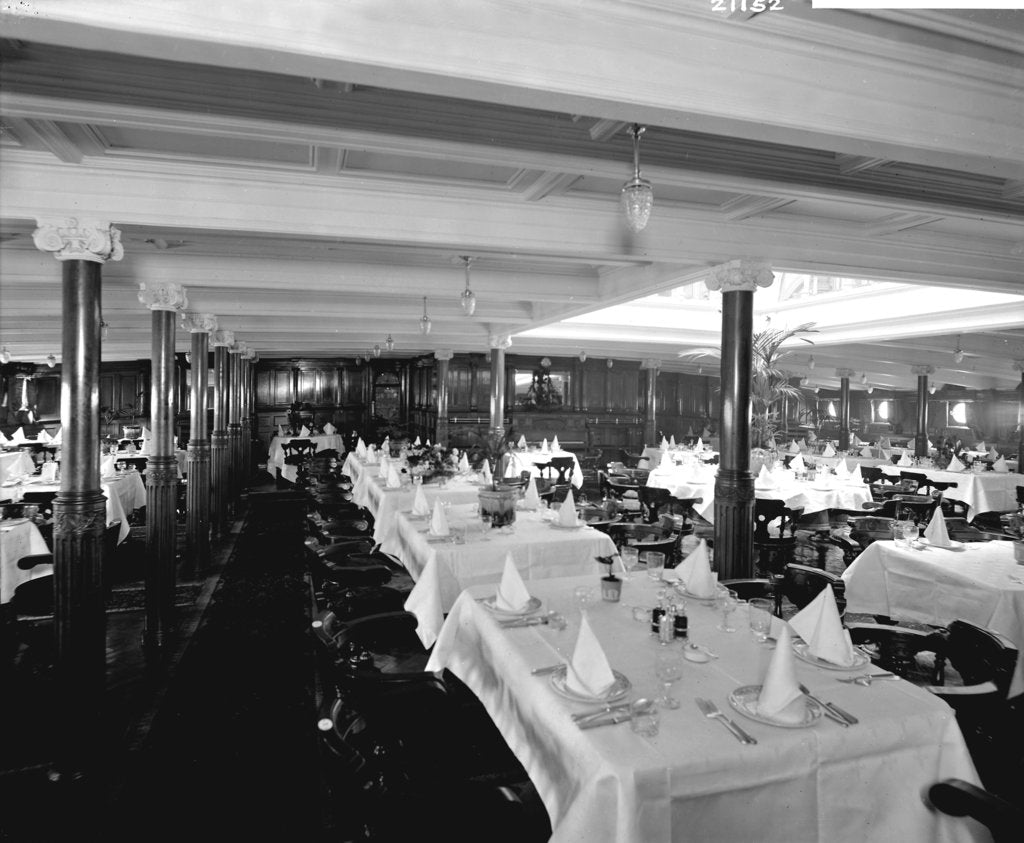 Detail of First Class Dining Saloon on the 'Ivernia' (1900) by Bedford Lemere & Co.