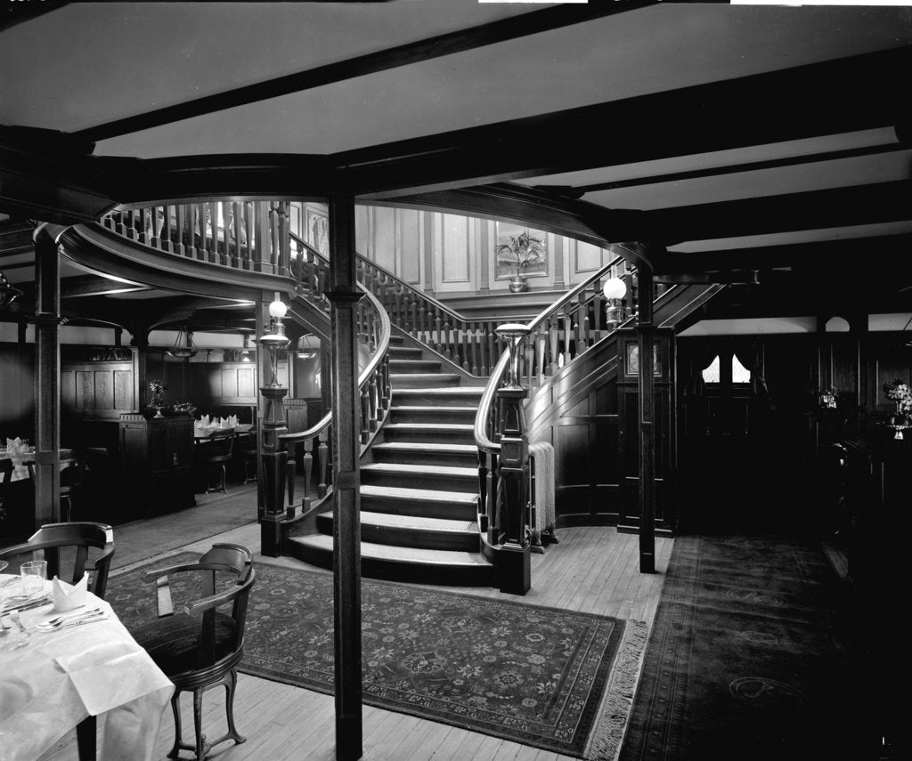 Detail of First Class Dining Saloon on the 'Highland Loch' (1911) by Bedford Lemere & Co.