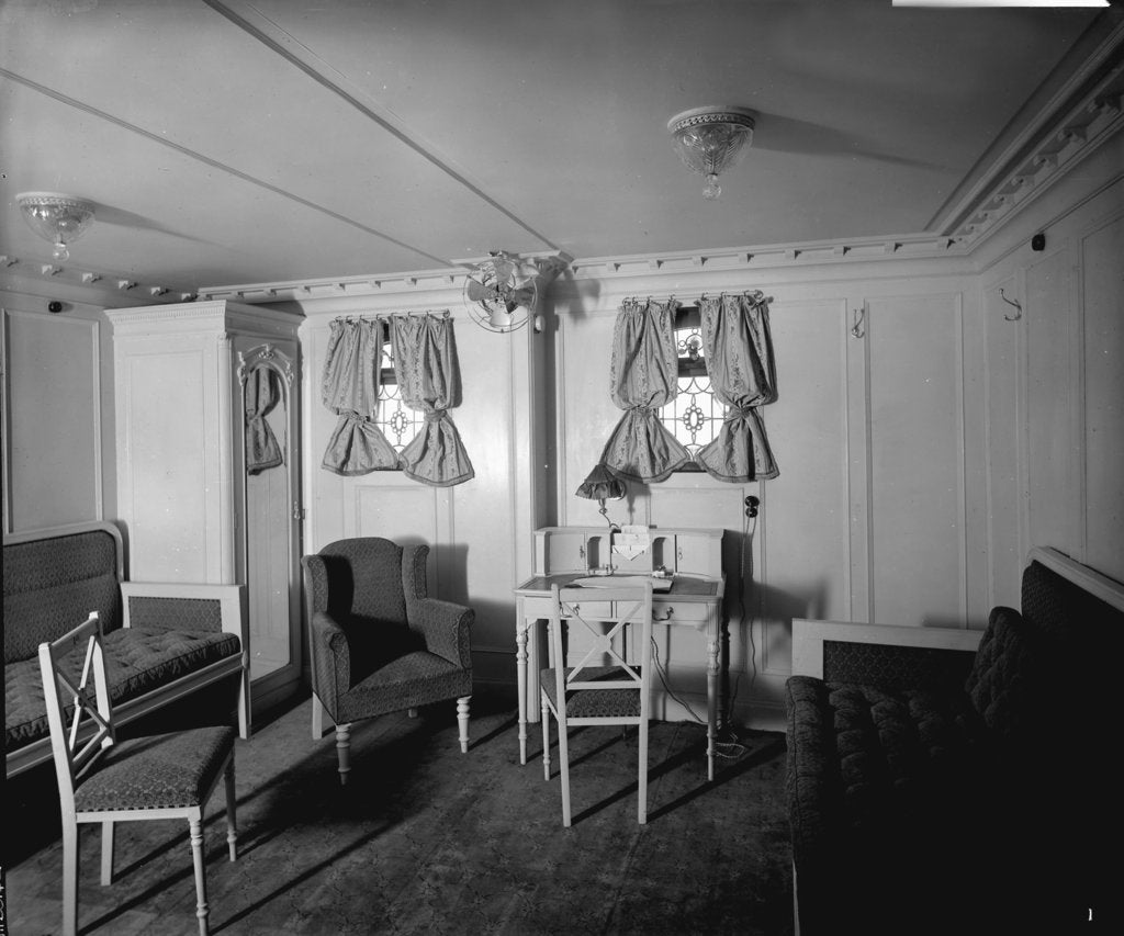 Detail of First Class cabin de luxe on the 'Royal George' (1907) by Bedford Lemere & Co.