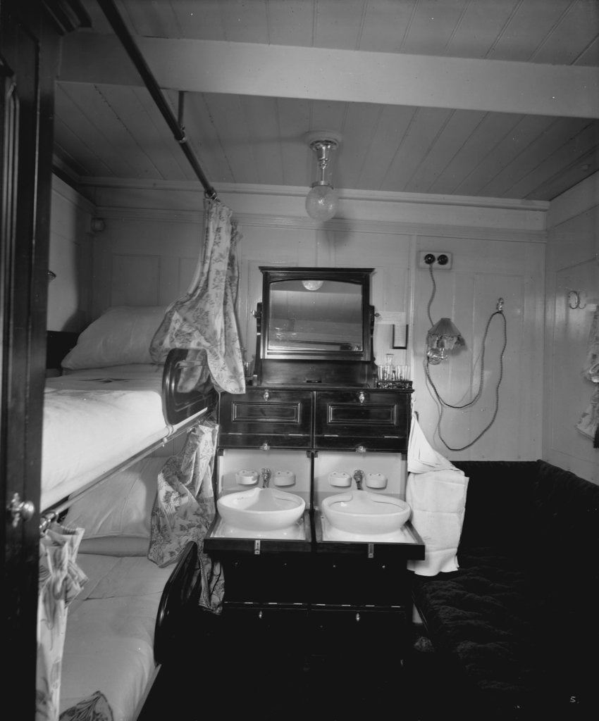Detail of First Class stateroom on the 'Royal George' (1907) by Bedford Lemere & Co.