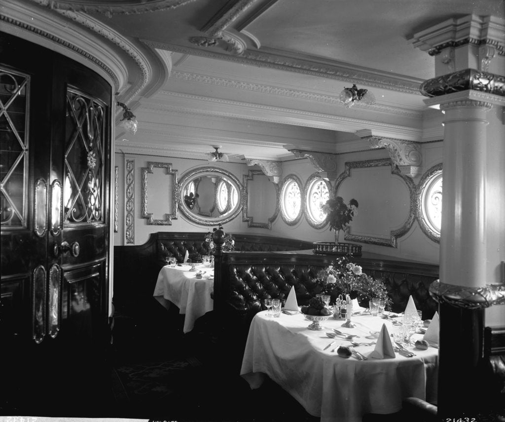 Detail of First Class Dining Saloon on the Empress of Ireland (1906) by Bedford Lemere & Co.