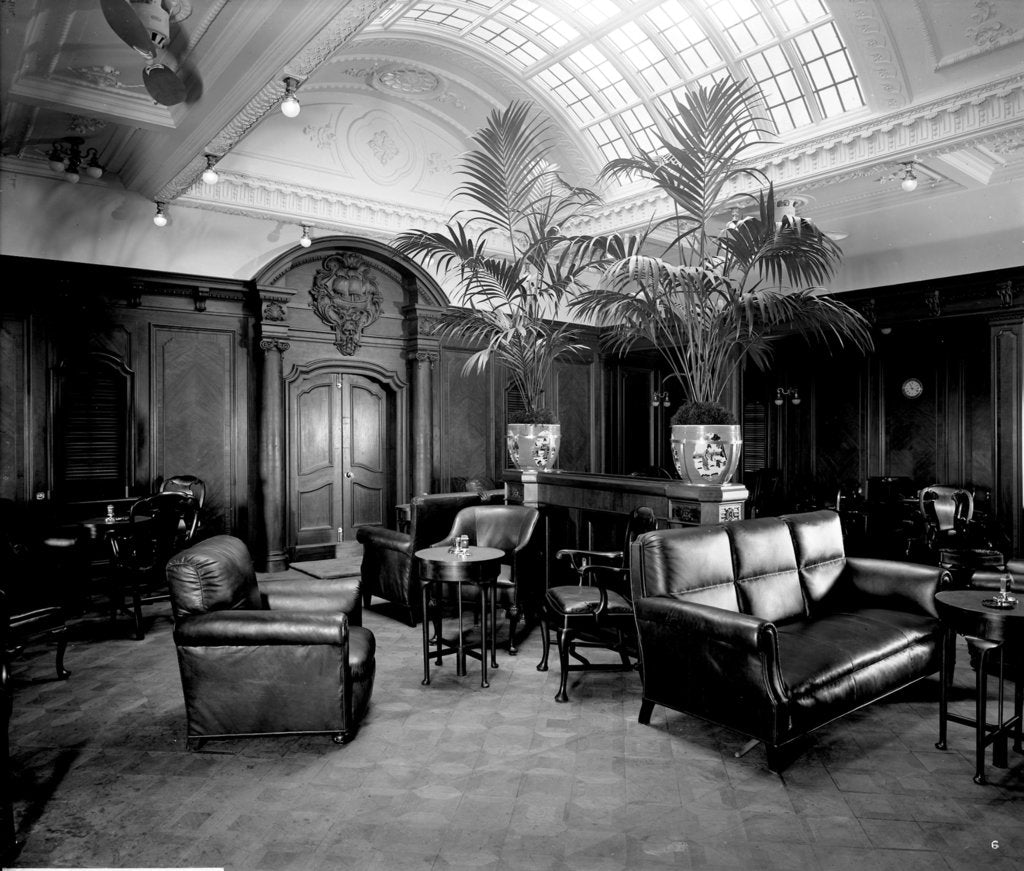Detail of First Class Smoking Room on the 'Orama' (1911) by Bedford Lemere & Co.