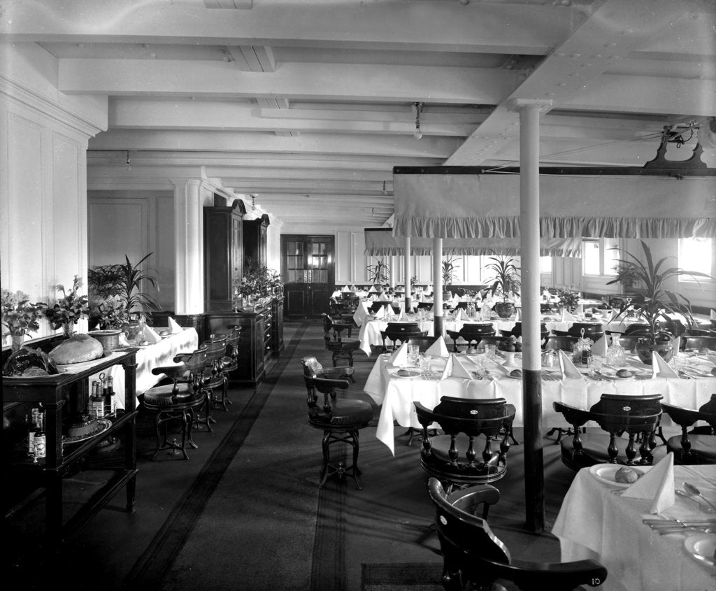 Detail of Second Class Dining Saloon on the 'Orama' (1911) by Bedford Lemere & Co.