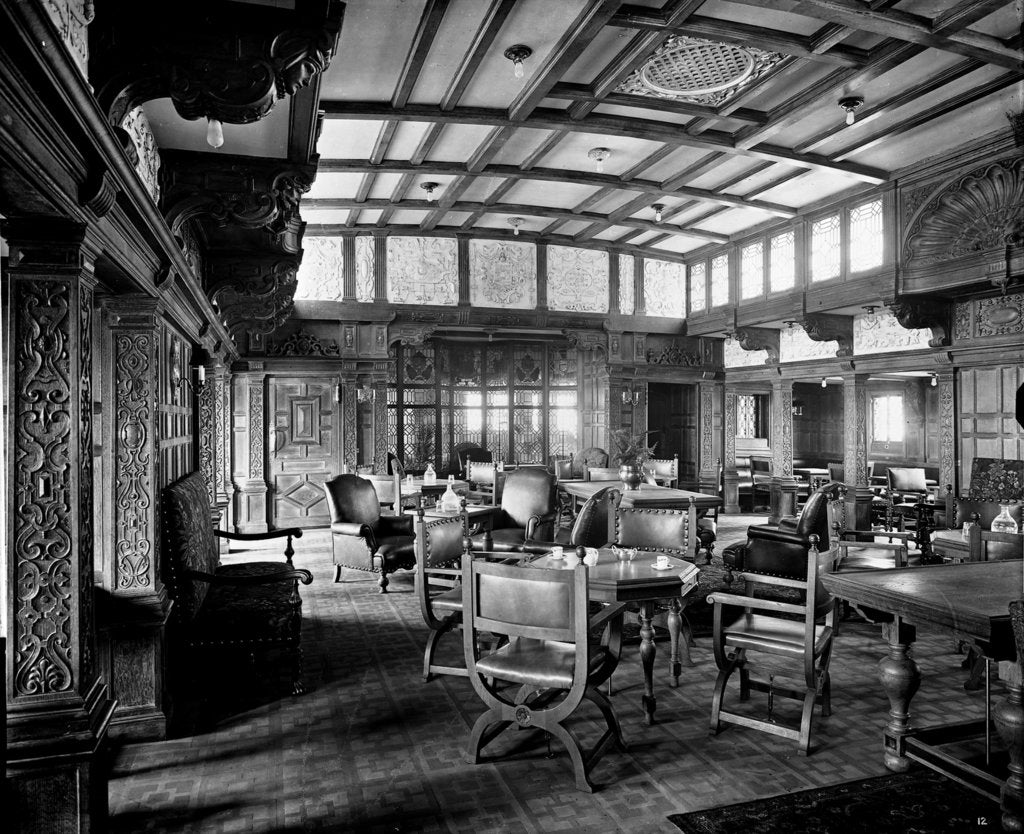 Detail of First Class Smoking Room on the 'Empress of Asia' (1913) by Bedford Lemere & Co.