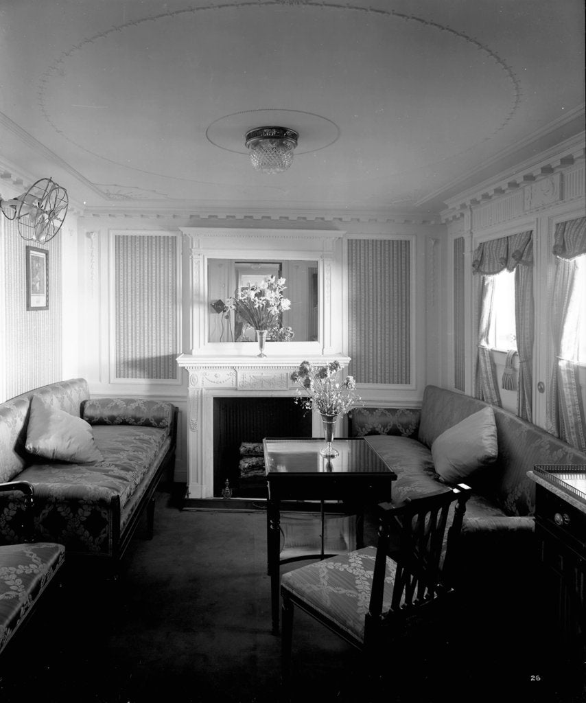 Detail of First Class suite on the 'Empress of Asia' (1913) by Bedford Lemere & Co.