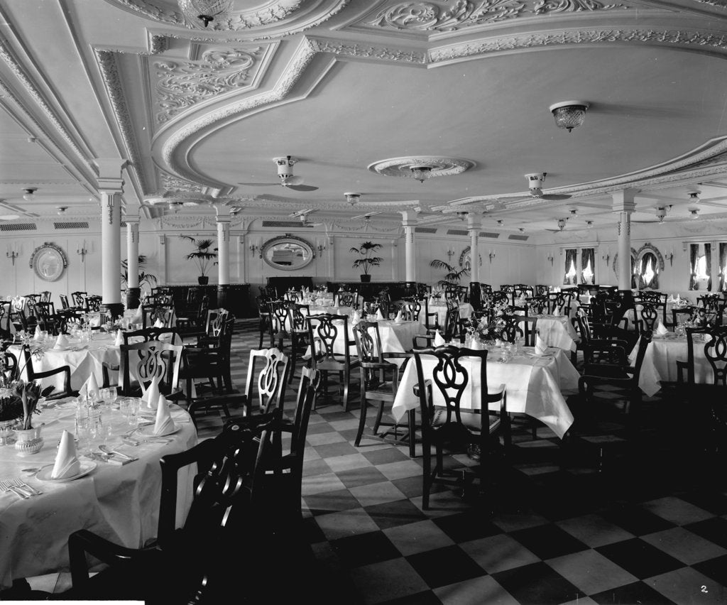 Detail of First Class Dining Saloon on the 'Llandovery Castle' (1914) by Bedford Lemere & Co.