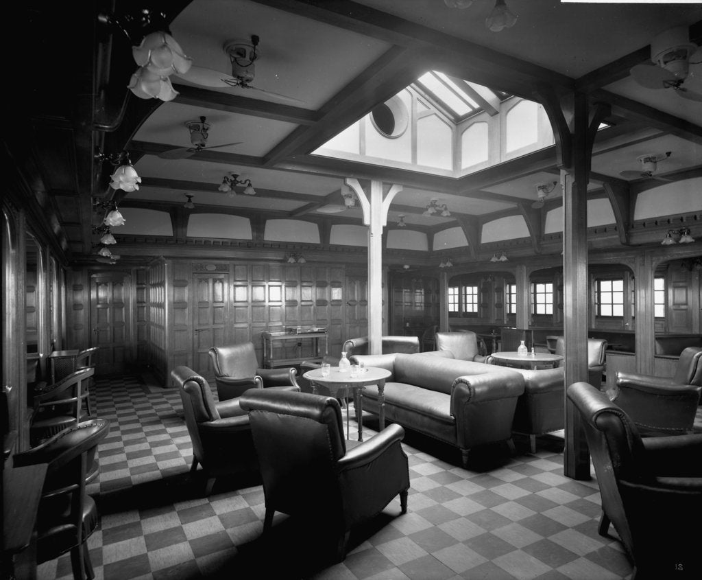 Detail of First Class Smoking Room on the 'Llandovery Castle' (1914) by Bedford Lemere & Co.