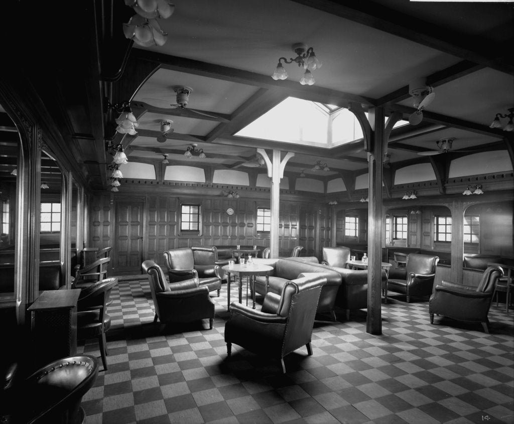 Detail of First Class Smoking Room on the 'Llandovery Castle' (1914) by Bedford Lemere & Co.