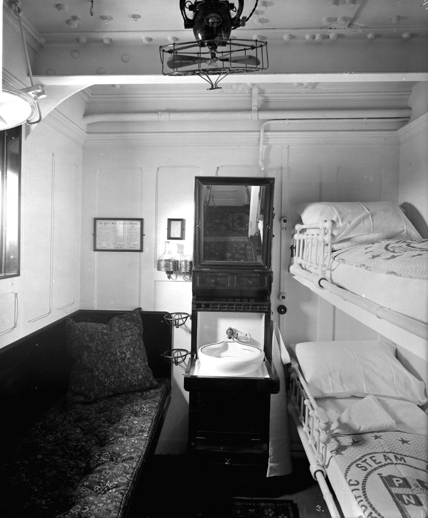 Detail of Second Class stateroom on the 'Orduna' (1914) by Bedford Lemere & Co.