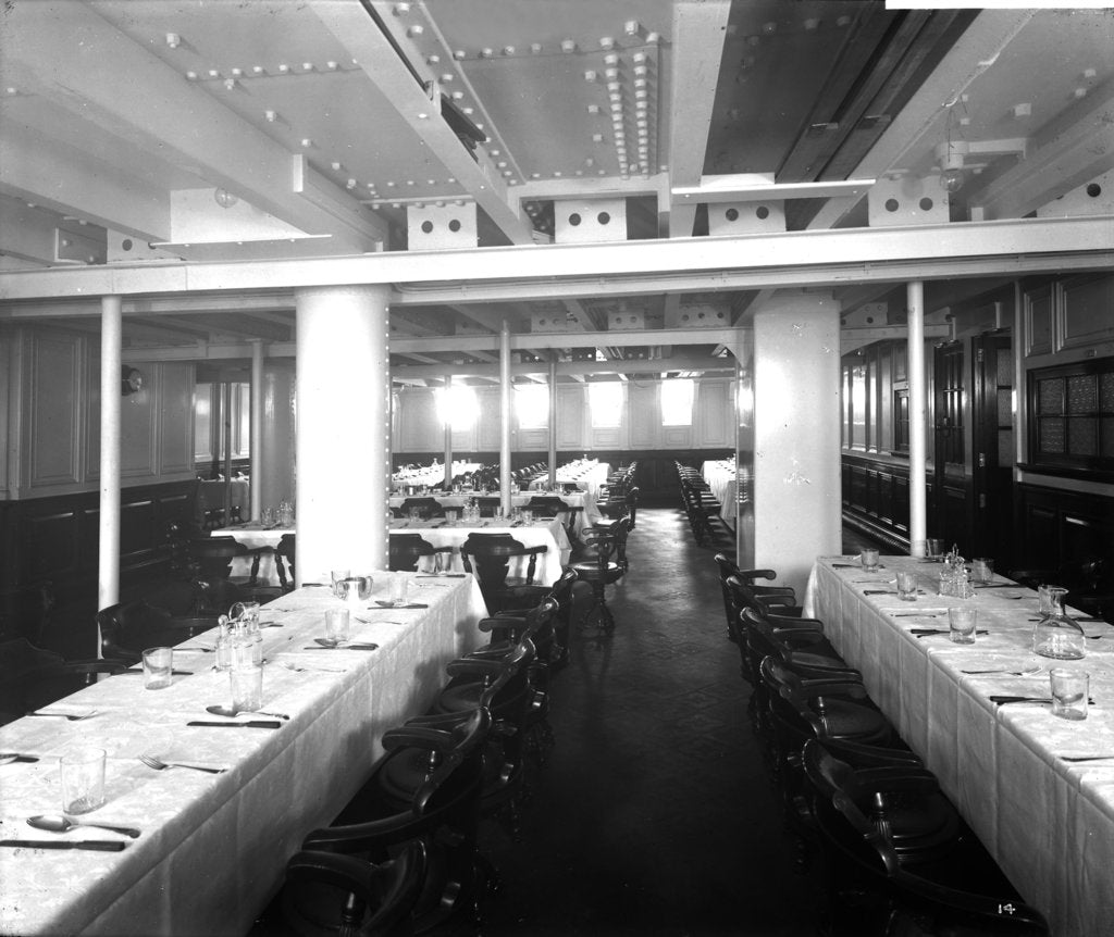 Detail of Intermediate Dining Room on the 'Orduna' (1914) by Bedford Lemere & Co.