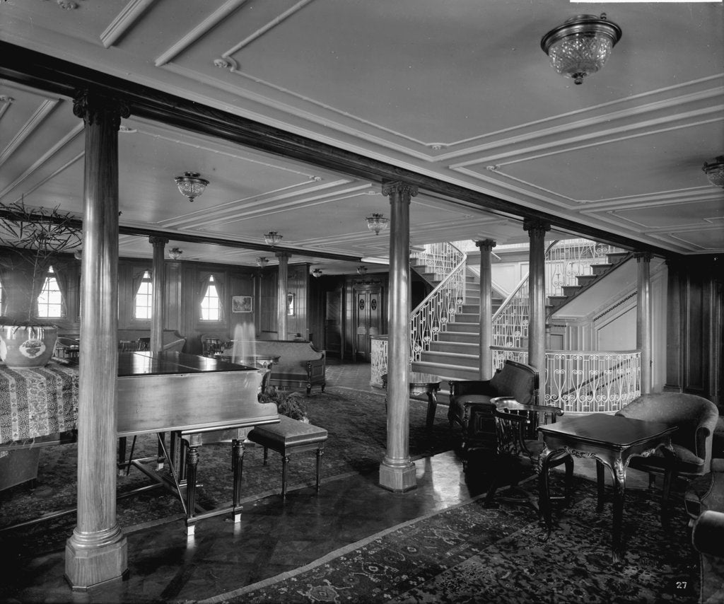 Detail of First Class Lounge on the 'Orduna' (1914) by Bedford Lemere & Co.