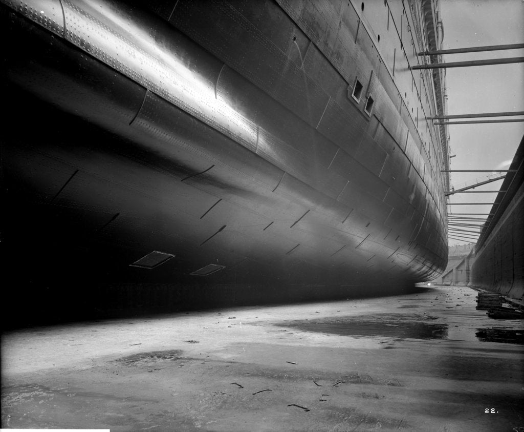 Detail of Bottom plating of the 'Aquitania' (1914) by Bedford Lemere & Co.