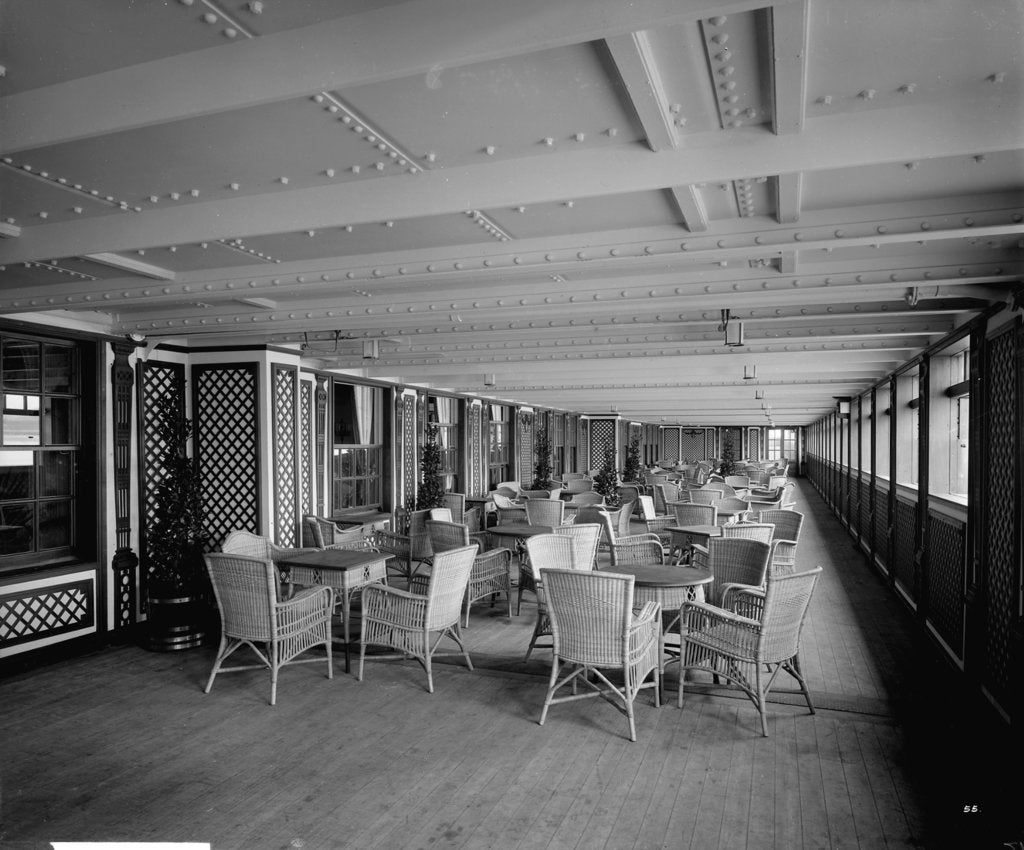 Detail of First Class Garden Lounge on the 'Aquitania' (1914) by Bedford Lemere & Co.