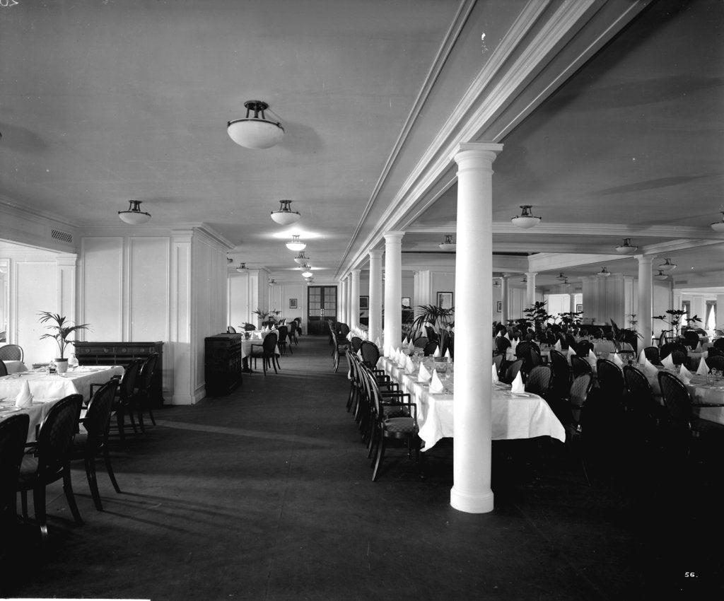Detail of Second Class Dining Saloon on the 'Aquitania' (1914) by Bedford Lemere & Co.