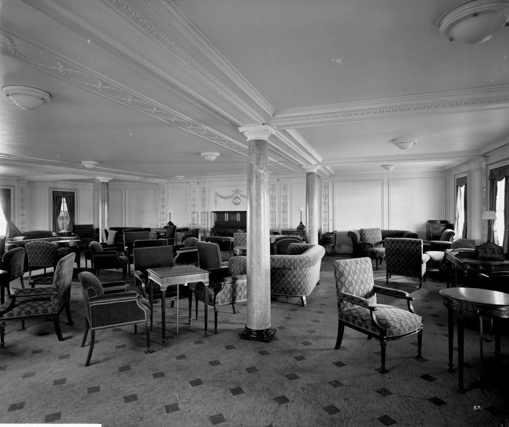 Detail of Second Class Lounge on the 'Aquitania' (1914) by Bedford Lemere & Co.