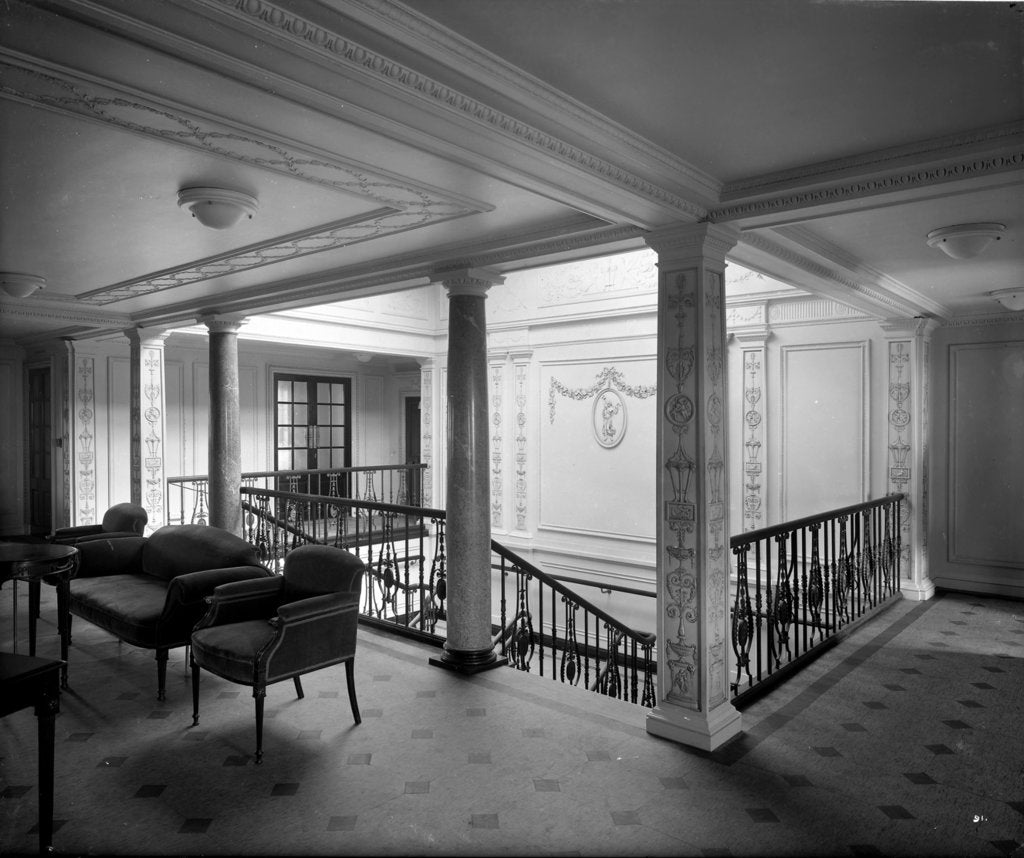 Detail of Second Class Lounge on the 'Aquitania' (1914) by Bedford Lemere & Co.