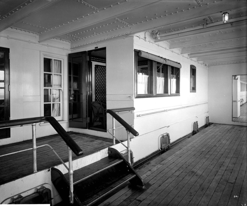 Detail of First Class Promenade Deck on the 'Aquitania' (1914) by Bedford Lemere & Co.