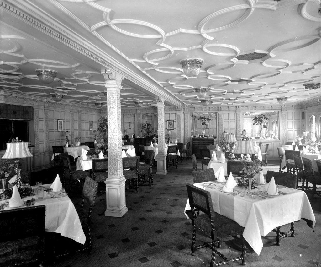 Detail of First Class Grill Room on the 'Aquitania' (1914) by Bedford Lemere & Co.