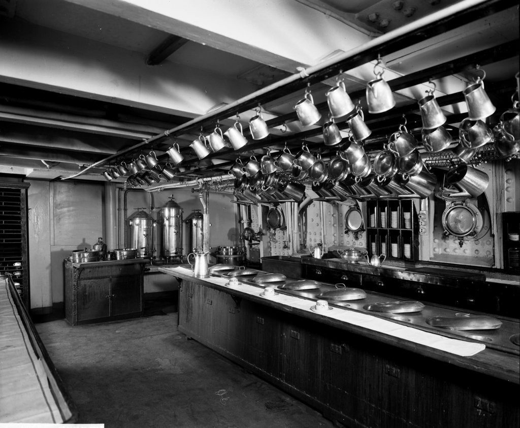 Detail of Second Class Pantry on the 'Adriatic' (1906) by Bedford Lemere & Co.