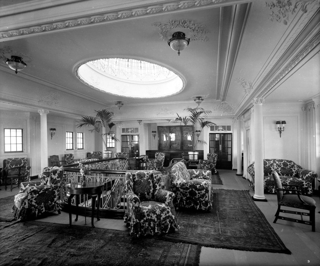 Detail of First Class Lounge on the 'Essequibo' (1914) by Bedford Lemere & Co.