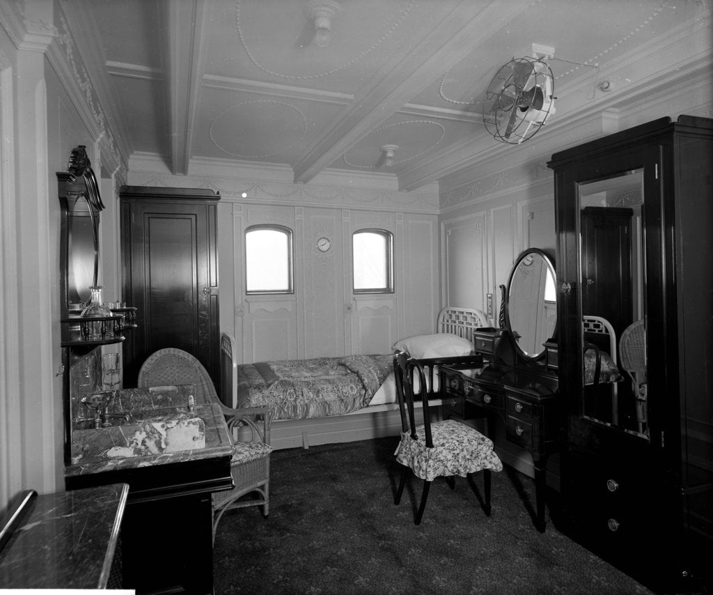 Detail of First Class stateroom on the 'Essequibo' (1914) by Bedford Lemere & Co.