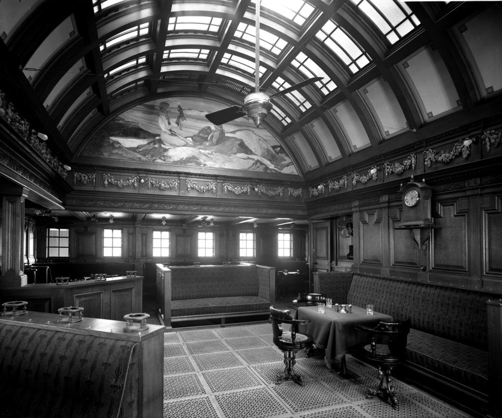 Detail of First Class Smoking Room on the 'Kaisar-i-Hind' (1914) by Bedford Lemere & Co.
