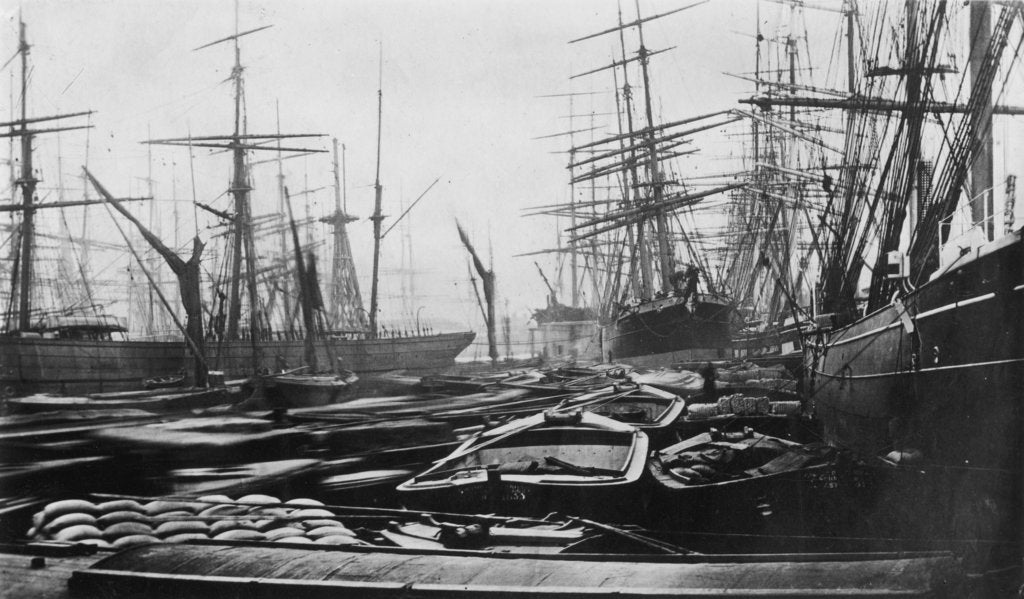 Detail of The South West India Dock, London, circa 1880 by unknown