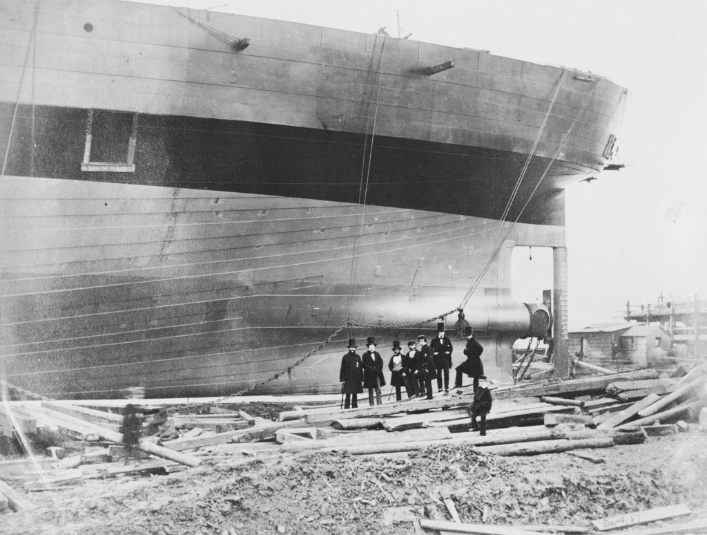 Detail of View of Brunel's 'Great Eastern' prior to her 1858 launch by unknown