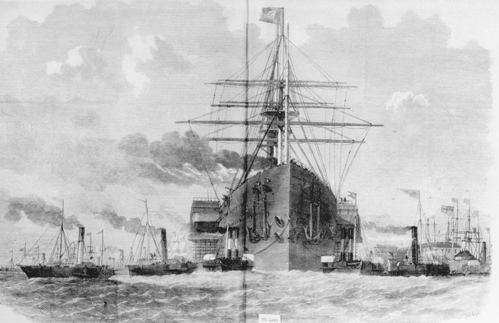 Detail of Brunel's 'Great Eastern' (1858) rounding Blackwall Point, 1859 by unknown