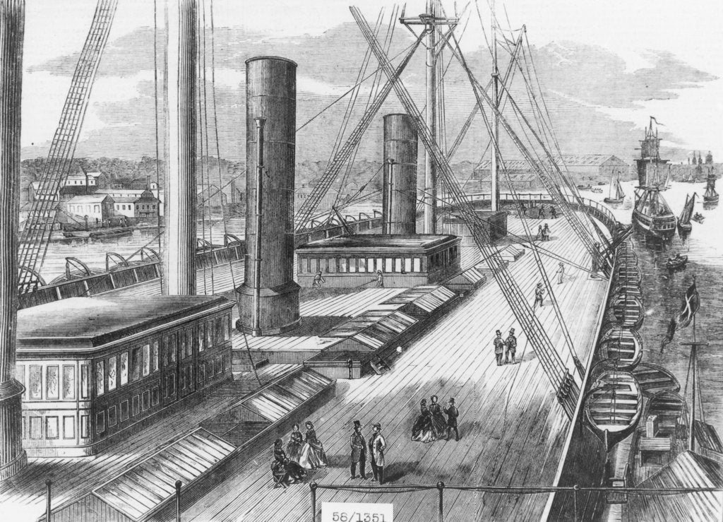 Detail of View of Brunel's 'Great Eastern' (1858) from one of the paddle boxes looking astern by unknown