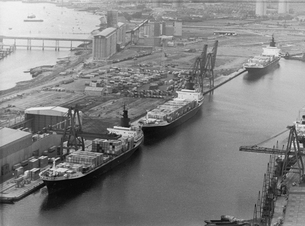 Detail of Container ships 'Discovery Bay', 'Flinders Bay' and 'Jervis Bay' at Tilbury by unknown