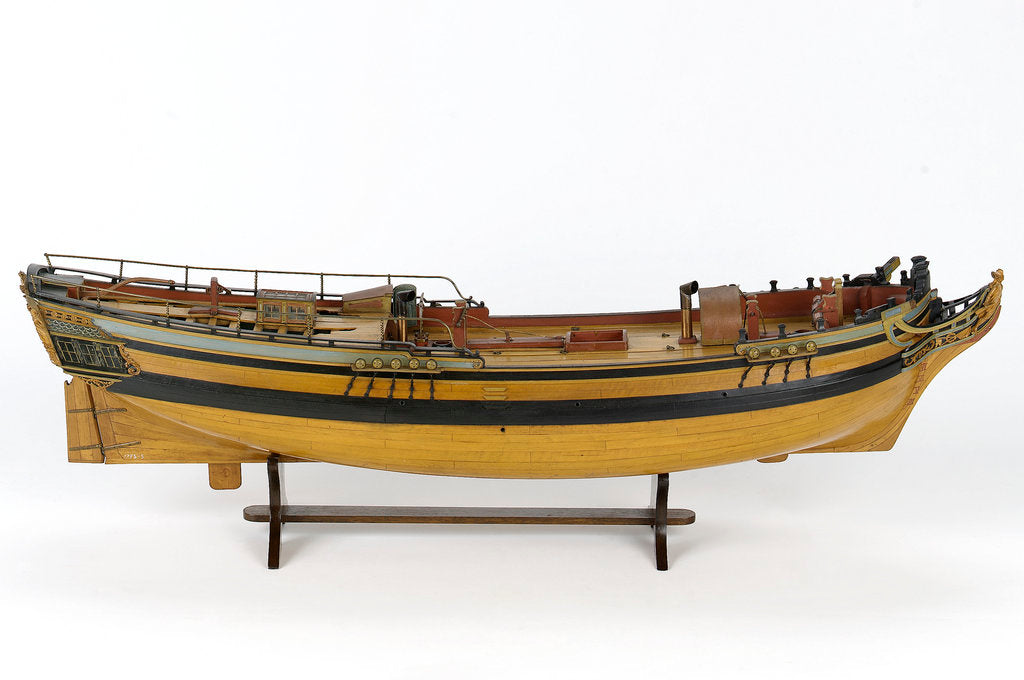 Detail of Full hull model of a merchant brig (circa 1795) by unknown
