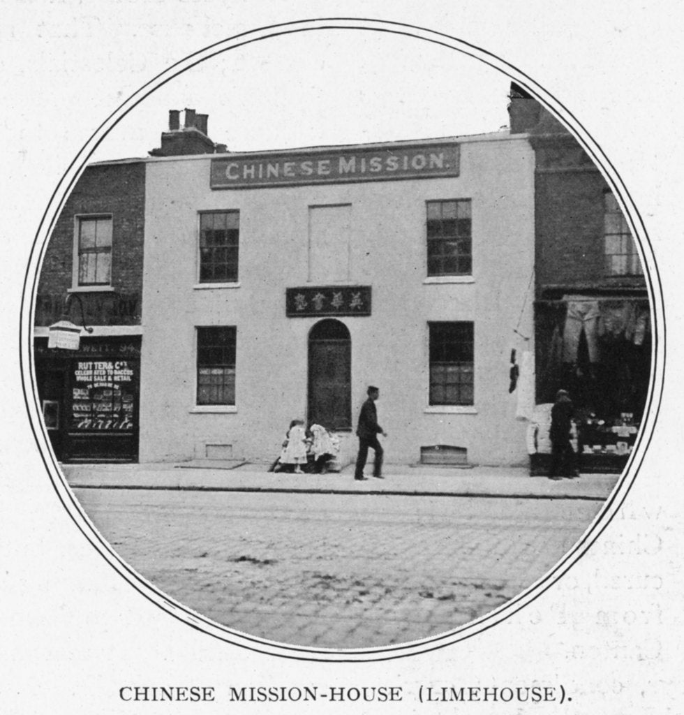 Detail of The Chinese Mission House in Limehouse, run by the Reverend George Piercy. Piercy had spent 30 years as an Anglican missionary in China. by G.R. Sims