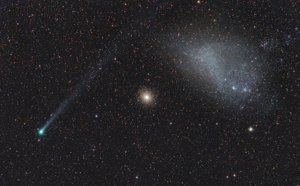 Detail of Cosmic Alignment: Comet Lemmon, GC 47 Tucanae, and the SMC by Ignacio Diaz Bobillo