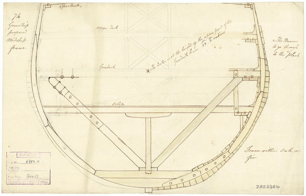 Proposed midship section for a 74-gun Third Rate, two decker (no date)