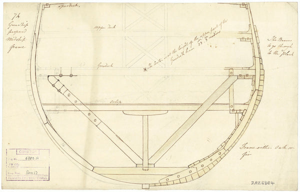 Proposed midship section for a 74-gun Third Rate, two decker (no date)