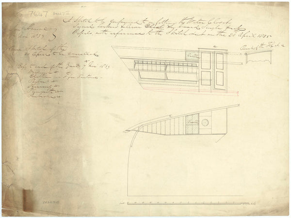 Water Closet, Signal Locker, and Arms Chests for single deck vessels (circal 1839), specifically Fantome (1839)