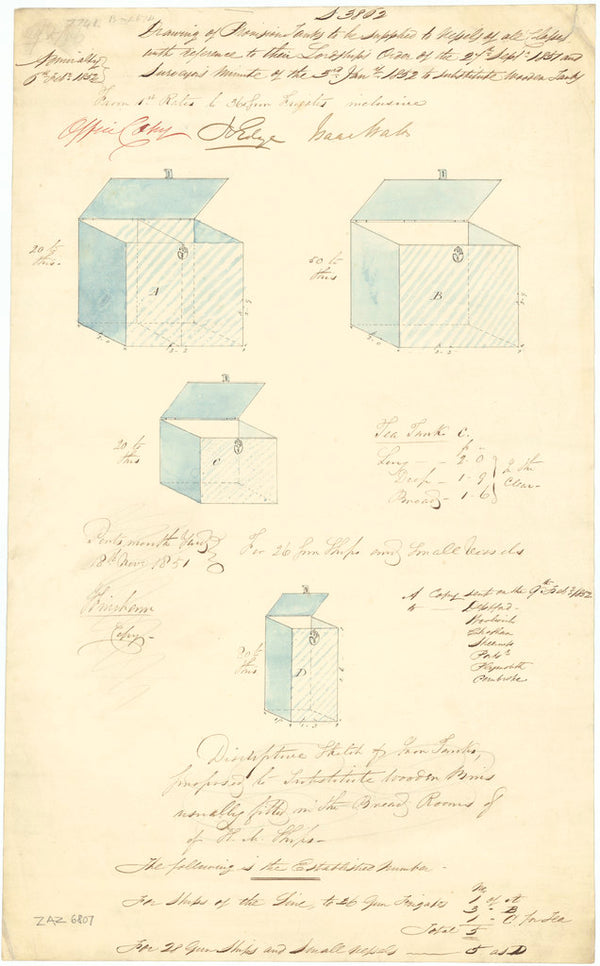 Provision tanks for all classes of warships (1852)