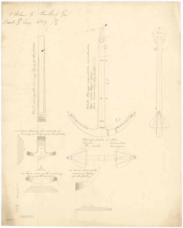 Comparison draught between the anchor design of Perring's, Lt. Roger's, and a new anchor