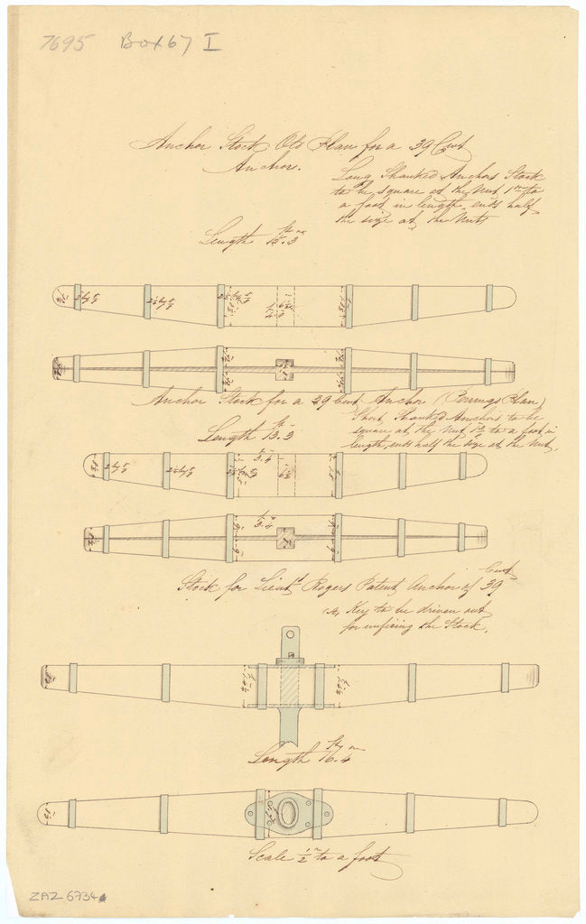 Two anchor stock designs for a 39 cwt anchor